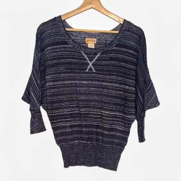 Mudd Dolman Sleeve Silver Metallic Sweater Size M - Picture 2 of 7